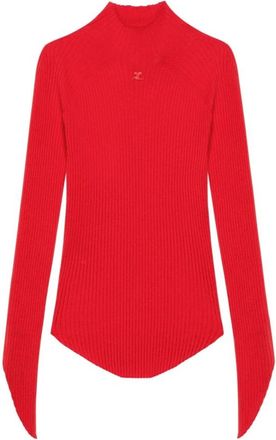 Courr&egrave;ges Stijlvolle Sweaters Collectie - Dames - Coltruien - Rood - S - Truien & Vesten