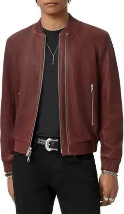 John Varvatos Xavier Leather Jacket in Tamarind at Nordstrom Rack, Size 54