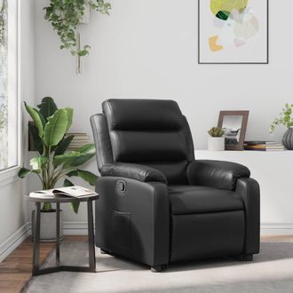 vidaXL Sill&oacute;n Reclinable De Cuero Sint&eacute;tico Negro Vidaxl