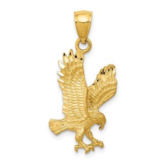 Diamond2Deal 10k Yellow Gold Satin Diamond-cut Eagle Pendant