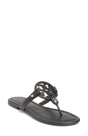Tory Burch Miller Thong Sandal in Black Leather at Nordstrom, Size 10.5
