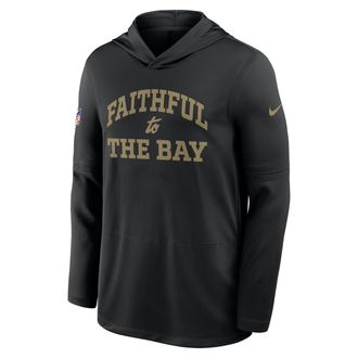 Nike San Francisco 49ers Rivalries Collection Sideline Nike Mens Dri-FIT NFL Long-Sleeve Hooded Top in Black | 03B900A9B-EKM