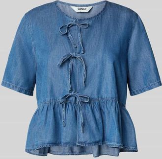 Only Boxy Fit Jeansbluse aus Baumwoll-Lyocell-Mix Modell BEA in Jeansblau, Gr&ouml;&szlig;e L