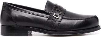 Sergio Rossi Black Calf Leather Buckle-Detail Loafers