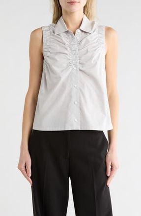 Rag & Bone Georgina Ruched Button-Up Shirt in Light Grey at Nordstrom Rack, Size X-Large