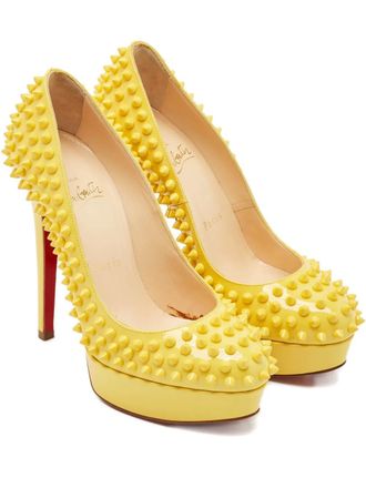 Christian Louboutin Bianca spikes platform pumps - Yellow
