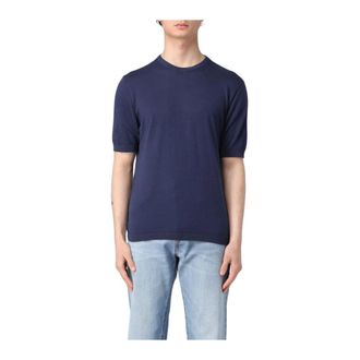 Aspesi T-Shirts, male, Blue, XL, Short Sleeve Crew Neck Knit Top