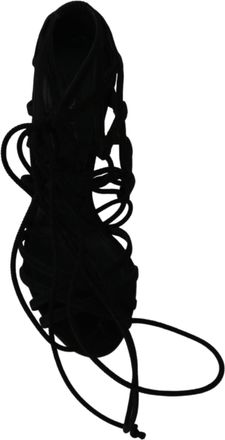 Dolce & Gabbana Womens Suede Ankle-Strap Gladiator Heel Black Goatskin
