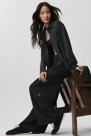 Alo | High-Waist Dreamscape Trouser (Regular) in Black, Size: Medium