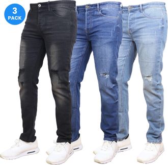 Blue Ice Mens Stretch Ripped Jeans-3 Pack