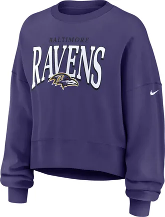 Nike Baltimore Ravens Rewind Phoenix Nike Womens NFL Oversized Pullover Crew in Purple | 01D752M8G-NYG
