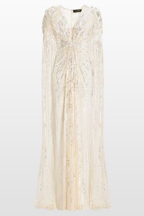 Jenny Packham Goldfinger Sequin-Embellished Maxi Dress in Vanilla at Nordstrom, Size 14 Uk