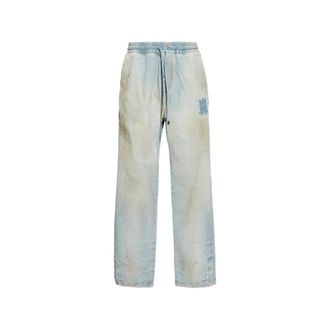 Amiri Drawstring Appliqu&eacute; Wide-leg Jeans