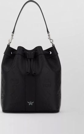 MCM leather bucket shoulder bag metal hardware top handle