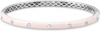 Allurez Natural Diamond & Pink Enamel Bangle Bracelet 14K White Gold (0.20ct)