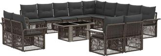 vidaXL Conjunto De Sof&aacute;s De Jard&iacute;n 14 Uds. Gris Y Gris Oscuro Vidaxl