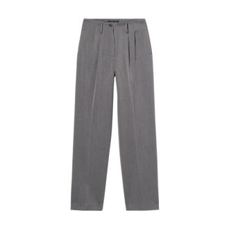 Brooks Brothers Wijde Geplooide Broek - Dames - Wijde Broeken - Grijs - M - Polyester - Broeken