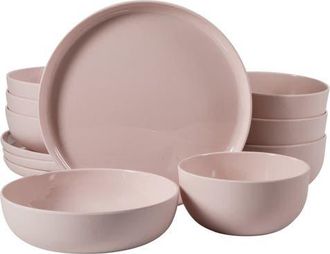 Gibson Home Candy Skies 12 Piece Wheat Straw Melamine Dinnerware Set in Pink at Nordstrom