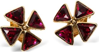 Saint Laurent Orecchini a clip con cristalli anni 80 - Rosso