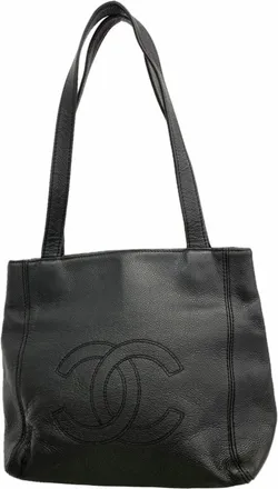 Chanel Black Grained Calfskin Tote Bag (Pre-Owned)