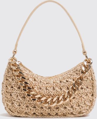 Twinset Borsa Liliane in rafia intrecciata e lurex