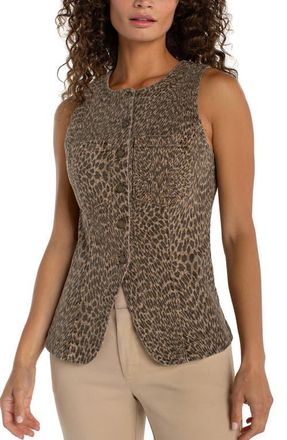 Liverpool L.A. Print Button Front Vest in Khaki Abstract Animal Print at Nordstrom, Size X-Small