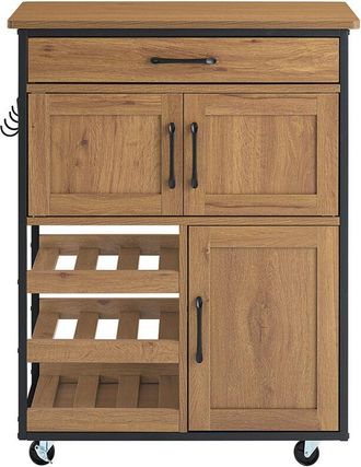 SoBuy Sobuy Mueble De Cocina Con Ruedas Con Encimera, Servicio De Cocina Con Cajones, Isla Compacta Para Botellas Para Cocina, Comedor Y Exterior. Vintage M