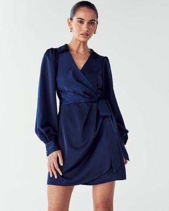 Willa Pearl Wrap Dress in Navy Blue at Nordstrom, Size 10