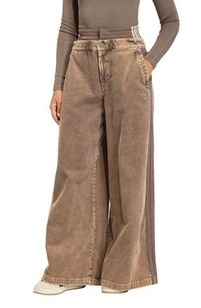 adidas Originals Side Stripe Corduroy Wide Leg Pants in Earth Strata at Nordstrom, Size X-Small