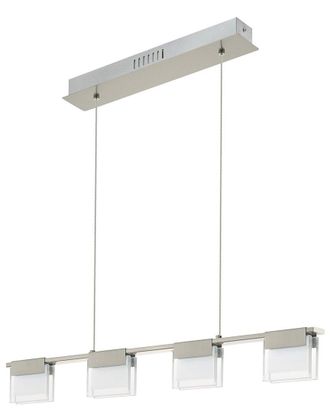 Eglo Eglo Vicino 4 Light Integrated Led Linear Pendant With Matte Nickel Finish & Frosted Glass Shades