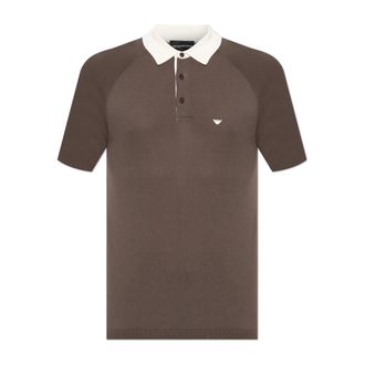 Emporio Armani Fijngebreide trui van lyocellmix met polokraag - Heren - Polos - Bruin - XL - Katoen - Tops