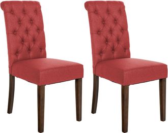 Clp Set De 2 Sillas De Comedor Lisburn En Tela O Terciopelo Rojo Tela