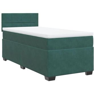 vidaXL Vidaxl - Cama Box Spring Con Colch&oacute;n Terciopelo Verde Oscuro 90x190 Cm