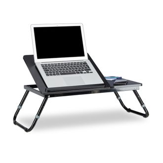 Relaxdays Relaxdays - 3 Mesas Plegables Para Port&aacute;til, Bandeja Cama Tablet, 40x75x35 Cm, Altura E Inclinaci&oacute;n Regulable, Madera, Negro
