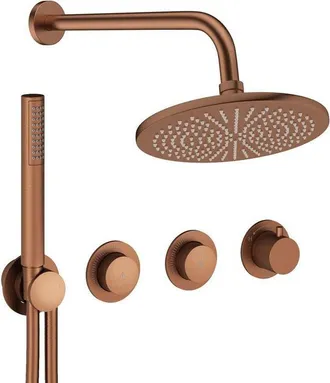 Crosswater MODULE Regendoucheset inbouw - 3 hendels - 30cm douchekop - handdouche - wandarm - geborsteld brons