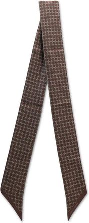 Tagliatore Zijden Foulard Sjaal met Geometrisch Patroon - Heren - Accessoires - Bruin - Maat: ONE Size Zijde