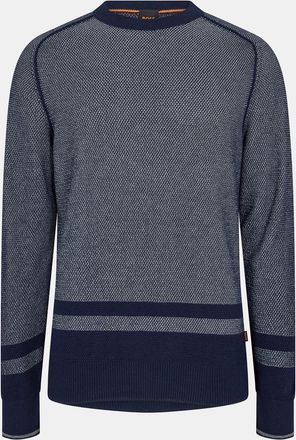 HUGO BOSS Mens Crew Neck Long Sleeve Regular Fit Sweater in Dark Blue - Size 2XL