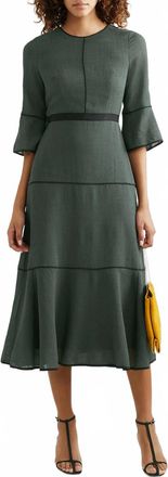 Cefinn Tiered A-Line Maxi Dress In Dark Green
