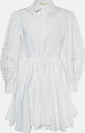 Maje White Cotton Lace Inset Rebello Shirt Dress