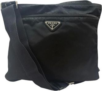 Prada Pre-owned Cross Body Bags, female, Black, Size: ONE SIZE Pre-owned Tessuto Nylon Shoulder Bag