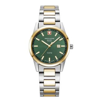 Swiss Alpine Military Dameshorloge Argos bicolor groen 34mm Quartz 10Atm 7767.1144 - unisex - Horloges - Groen - ONE Size - Accessoires