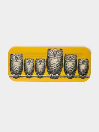 Fornasetti Civette Hand-Painted Wood Tray (23.5in/60cm)
