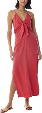 Young Fabulous & Broke Young Fabulous & Broke Zyoa Tie-Front Linen-Blend Midi Dress