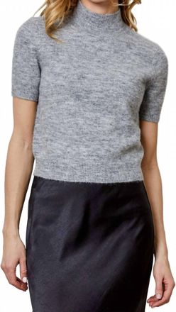 dh New York Short Sleeve Mock Neck Sweater In Heather Grey