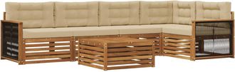 vidaXL Conjunto De Sof&aacute;s De Exterior 6 Uds. Natural Y Beige Vidaxl