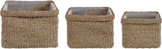 Beliani Beliani - Conjunto De 3 Macetas De Algas Marinas Natural 23 X 34/ 27 X 36/ 30 X 45 Cm Hechas A Mano Accesorio Boho Rivuline