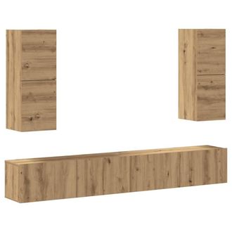 Berkfield Home 4 Piece TV Cabinet Set Wall-mounted Artisan Oak Engineered Wood in Brown