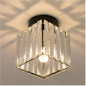 Trade Shop Trade Shop - Copy Of Plafoniera Lampadario Da Soffitto A Cilindro Oro E27 Moderno Cristallo Luce Led 00688