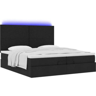 vidaXL Estructura De Cama Otomana Con Colchones Tela Negra 200x200cm Vidaxl