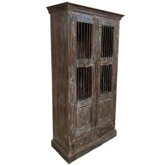 Wanderlust Deco Armario de madera acabado artesanal marr&oacute;n 97x38x182h cm